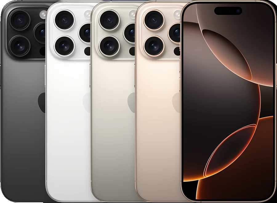 Imagem de referência da linha iPhone 16 Pro